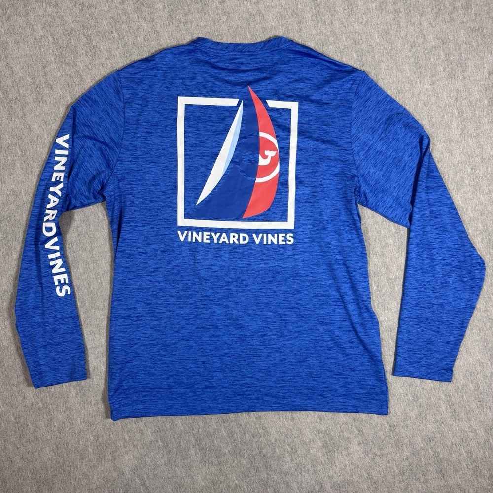 VINEYARD VINES Performance Mens Medium Blue Long Sleeve Stretch Sail - Picture 2 of 11